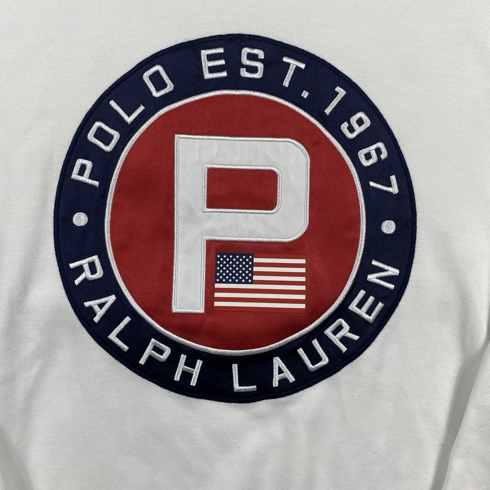 Polo Ralph Lauren Yacht Club Challenge Circle P Sweatshirt White Mens Small - Picture 8 of 10